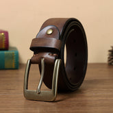Retro Handmade Pure Copper Pin Buckle Cowhide Men's Belt